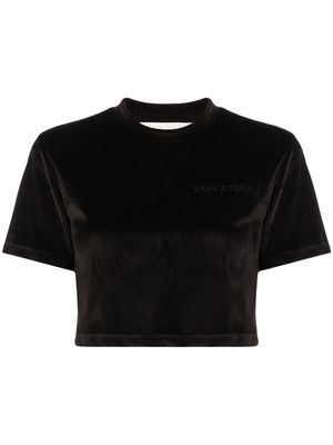 Palm Angels cripped chenille T-shirt - Black