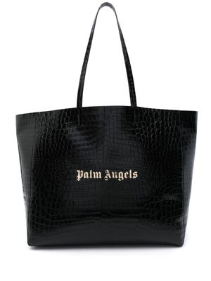 Palm Angels crocodile-embossed leather tote bag - Black