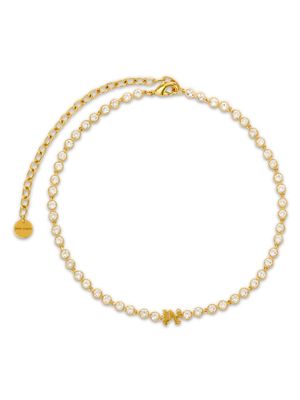 Palm Angels crystal-embellished monogram necklace - Gold