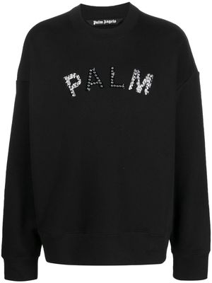 Palm Angels crystal-logo crew-neck sweatshirt - Black