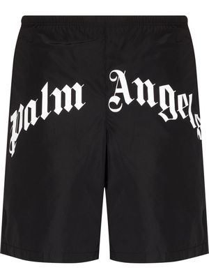 Palm Angels curved logo swimming shorts - Black