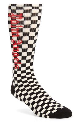 Palm Angels Damier Checkerboard Crew Socks in Black Red