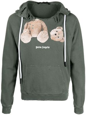 Palm Angels distressed graphic-print hoodie - Green