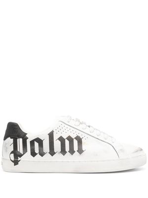 Palm Angels distressed logo-print sneakers - White