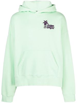 Palm Angels Douby logo-print cotton hoodie - LIGHT GREEN PURPLE