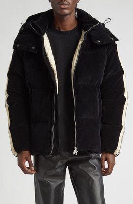 Palm Angels Down Puffer Track Jacket with Removable Hood in Jkt Black Off