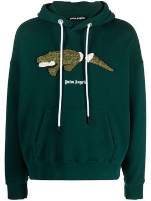 Palm Angels embroidered cotton hoodie - Green
