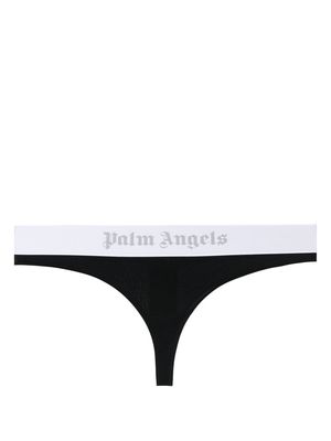 Palm Angels embroidered-logo elasticated-waistband thong - Black