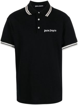 Palm Angels embroidered-logo polo shirt - Black