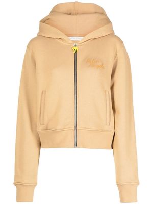 Palm Angels embroidered-logo zip-up hoodie - Neutrals