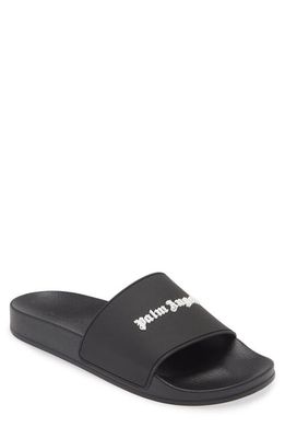 Palm Angels Essential Logo Pool Slide Sandal in Black White