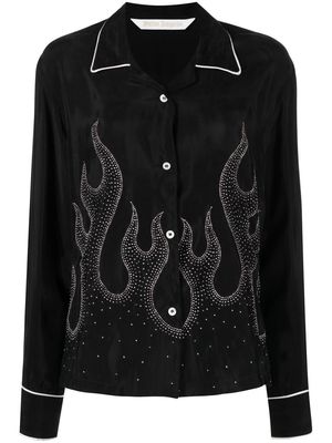 Palm Angels flame-embroidered shirt - Black