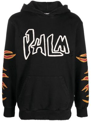 Palm Angels flame-print cotton hoodie - Black