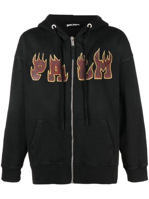 Palm Angels Flames logo-print hoodie - Black