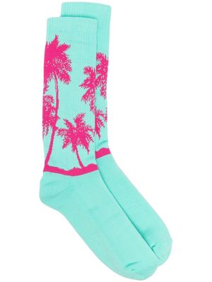 Palm Angels Forest-pattern socks - Blue