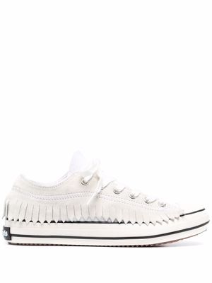 Palm Angels fringed low-top lace-up sneakers - White
