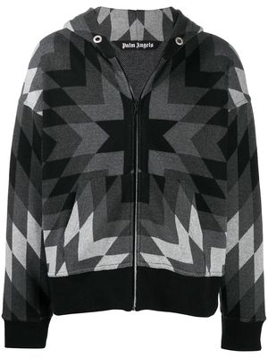 Palm Angels geometric-patterned hoodie - 1008 BLACK MELANGE GREY