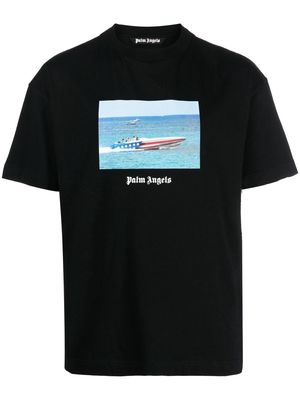 Palm Angels Getty Speedboat-print T-shirt - Black