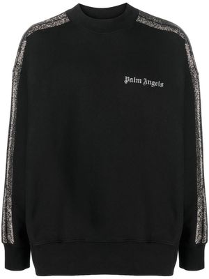 Palm Angels glitter logo detail crew-neck sweatshirt - Black
