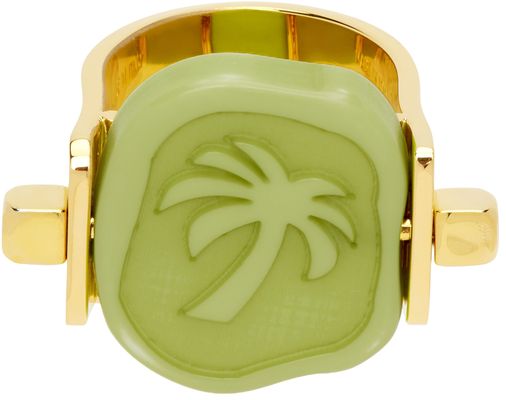 Palm Angels Gold & Green Seal Ring