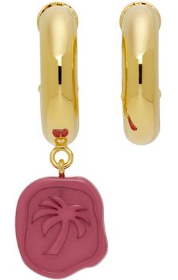 Palm Angels Gold Mismatched Seal Earrings