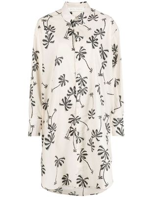 Palm Angels graphic-print cotton shirt dress - Neutrals