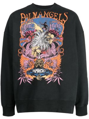 Palm Angels graphic-print cotton sweatshirt - BLACK MULTICOLOR