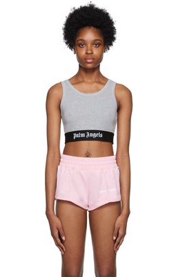 Palm Angels Gray Cropped Camisole