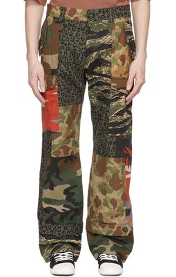 Palm Angels Green Cotton Cargo Pants