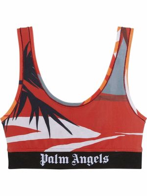 Palm Angels Hawaii-print sports bra - Red