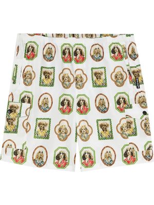 Palm Angels Hawaiian Dog swim shorts - White