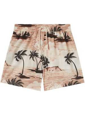 Palm Angels Hawaiian Dream drawstring swim shorts - Neutrals