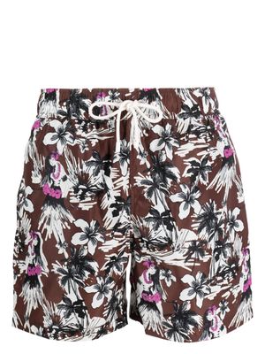 Palm Angels Hula floral-motif swim shorts - Brown