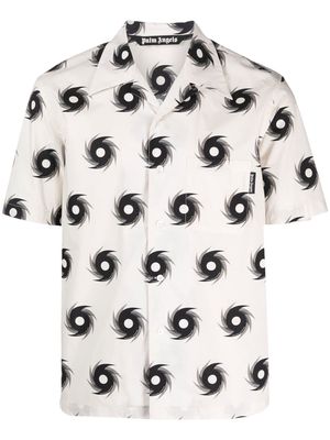Palm Angels Hurricane-print cotton bowling shirt - Neutrals