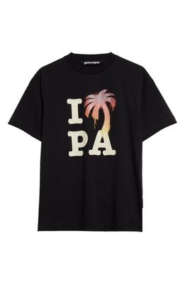 Palm Angels I Love PA Cotton Graphic T-Shirt in Black Red