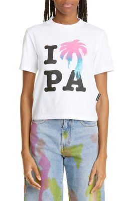 Palm Angels I Love PA Cotton Graphic Tee in White Multicolor