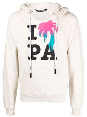 Palm Angels I Love PA distressed hoodie - Neutrals