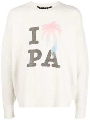 Palm Angels I Love PA knitted jumper - White