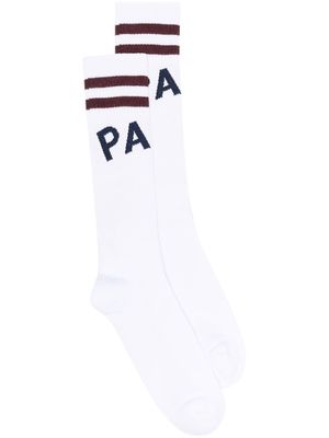 Palm Angels initials logo ankle socks - White