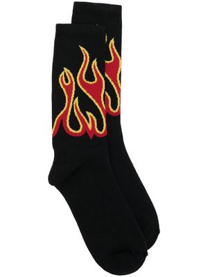 Palm Angels intarsia flame socks - Black