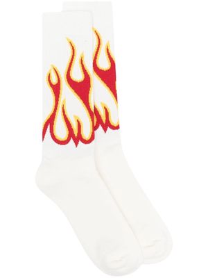 Palm Angels intarsia flame socks - White