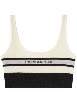 Palm Angels intarsia-knit logo bra top - White