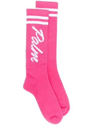 Palm Angels intarsia-knit logo socks - Pink