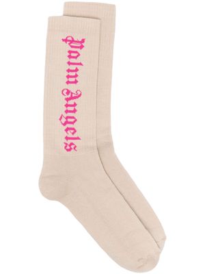 Palm Angels intarsia-logo socks - Neutrals