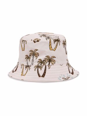 Palm Angels Kids all-over palm bucket hat - Pink