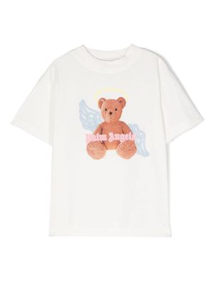Palm Angels Kids angel bear-print cotton T-shirt - White