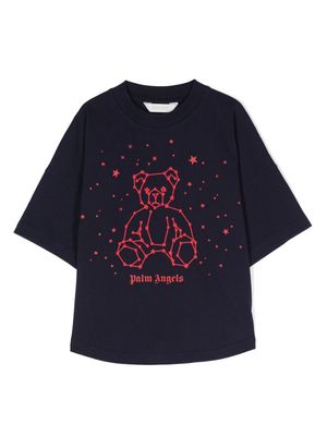 Palm Angels Kids Astro Bear printed T-shirt - Blue