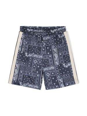 Palm Angels Kids astro-paisley shorts - Blue