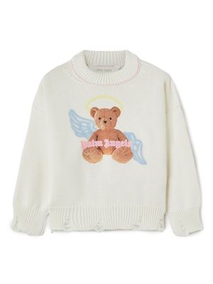 Palm Angels Kids Bear Angel cotton sweatshirt - White