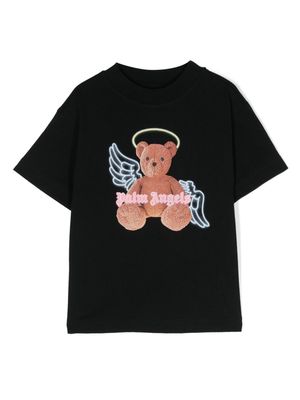 Palm Angels Kids Bear Angel printed T-shirt - Black